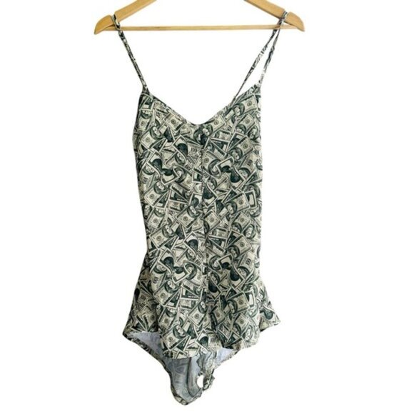 Luxe Dollar Bill Print Romper – Size M | Baddie Aesthetic Meets Y2K Attitude - Picture 2 of 11